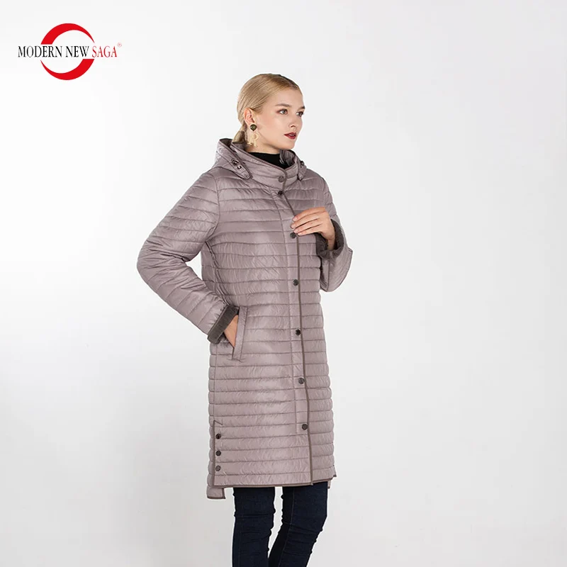 MODERN NEW SAGA Autumn Women Coat Warm Long Jacket Parka Femme Long Coat Female Quilted Coat Winter Overcoat Fleece Liner