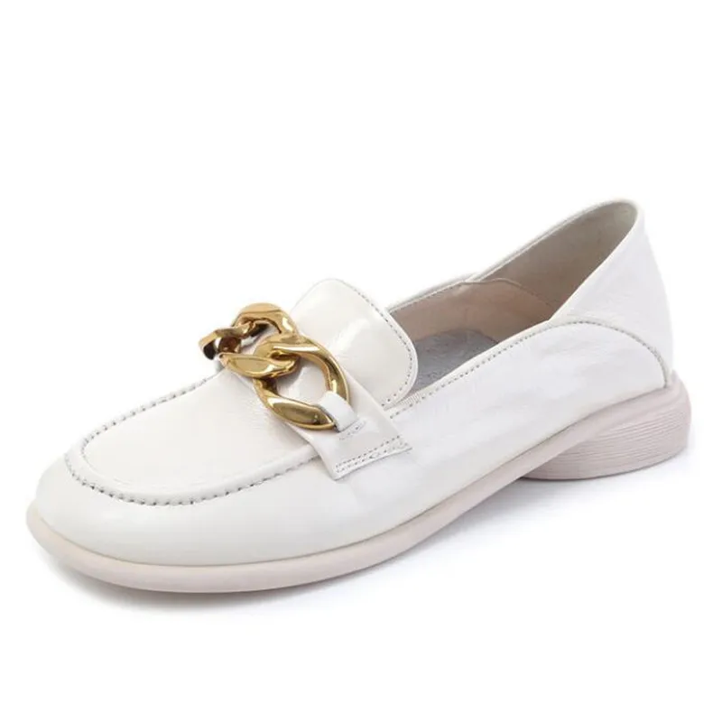 

New 2021 Spring Luxury Women Loafers Penny Flats Moccasin Chunky Heel Slip On Ladies Driving Shoes Brand XQ-571