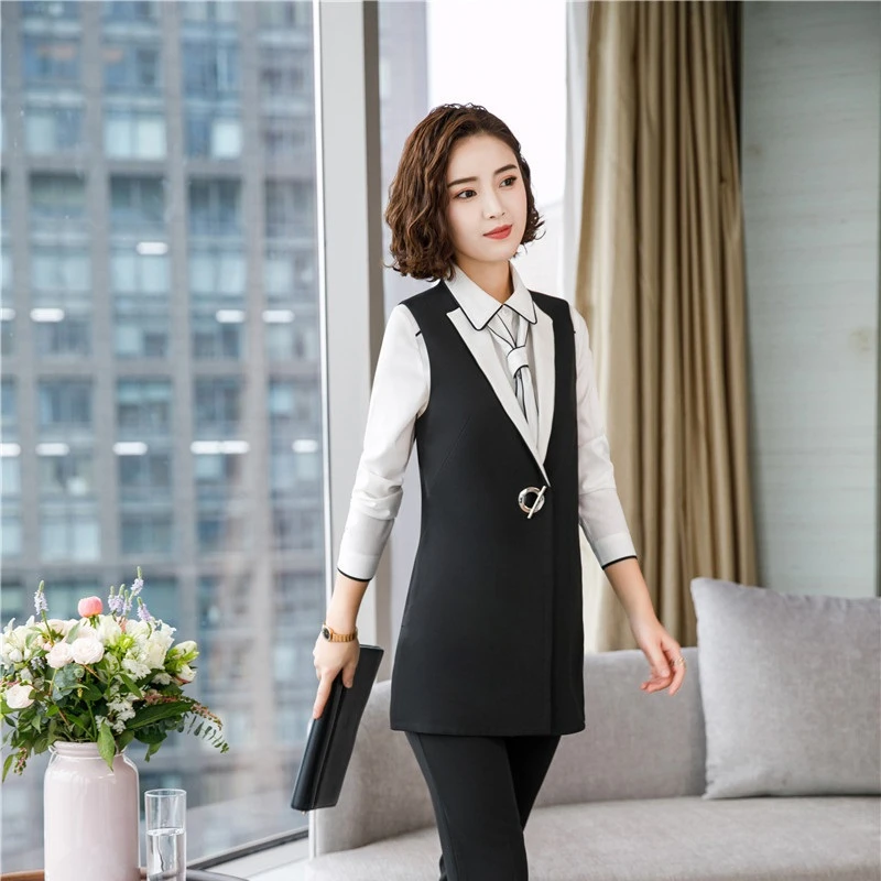 Модный стильный средней длины жилет и для женщин деловая рабочая одежда