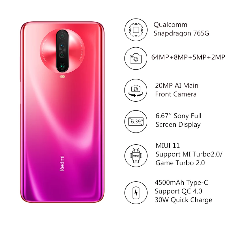 Оригинальный Смартфон Xiaomi Redmi K30 8 ГБ 256 5G восьмиядерный смартфон Snapdragon 765G 6 67 дюйма