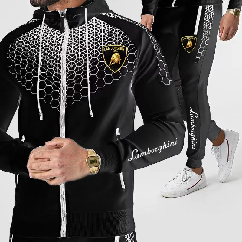 

2021 New Spring Men's Casual Sports Suit Sportswear Autumn Suit Clothing Sportswear Men's Zipper Sweatshirt + Sweatpants