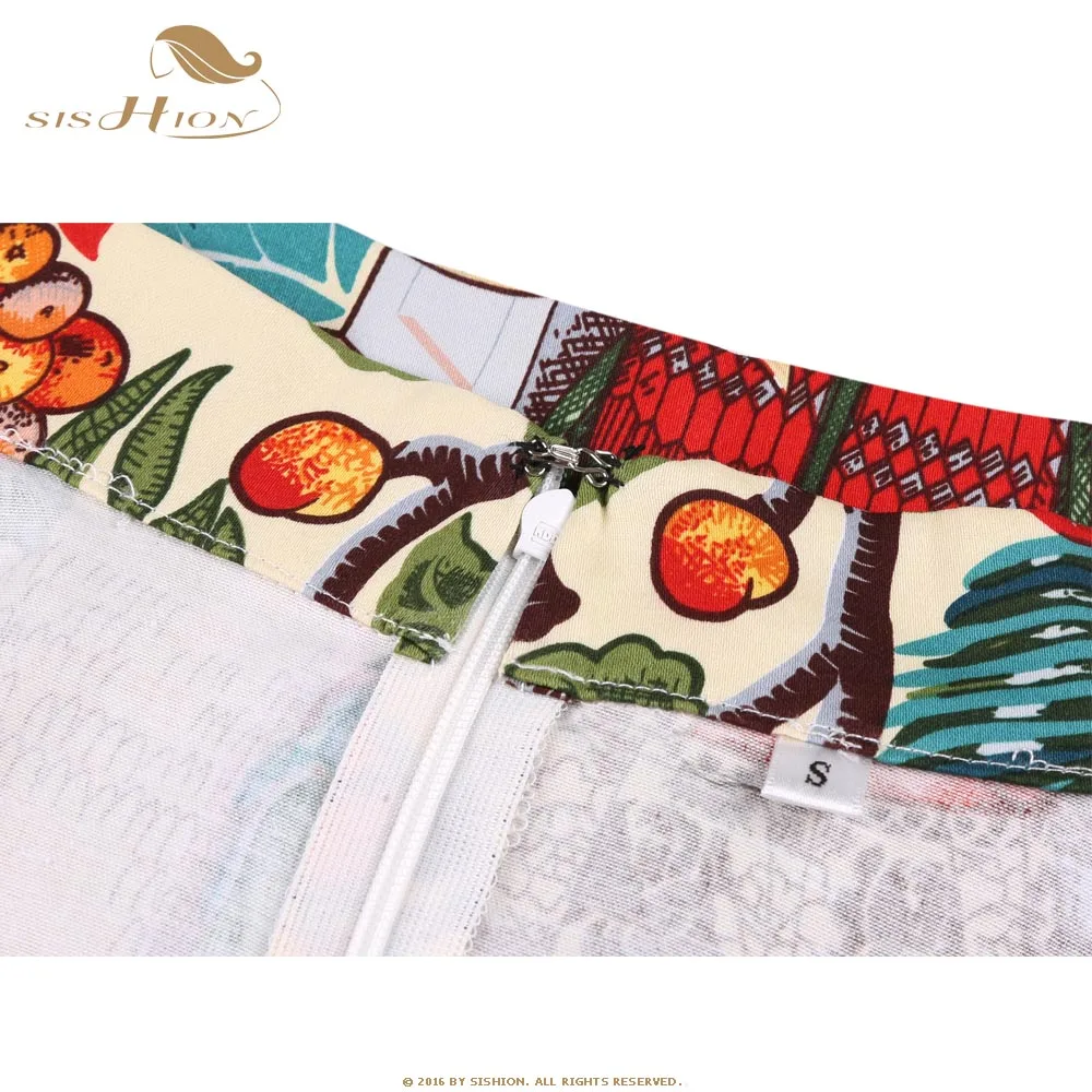 SISHION/Летняя женская юбка с цветочным принтом и животным на Хэллоуин VD0020 винтажная