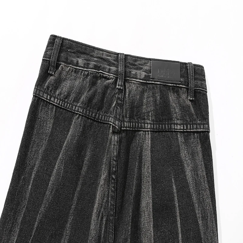 

SHENGPALAE Tie Dye Jeans Women's Spring 2021 New High Waist Streetwear Loose Gradient Color Straight Wide Leg Dark Denim Pants