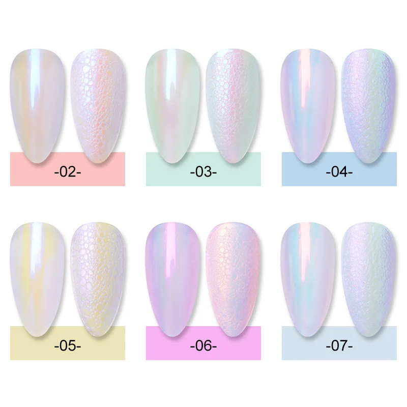 Блестящие блестящие пузырьки для ногтей Ice Aurora золотистого и серебристого