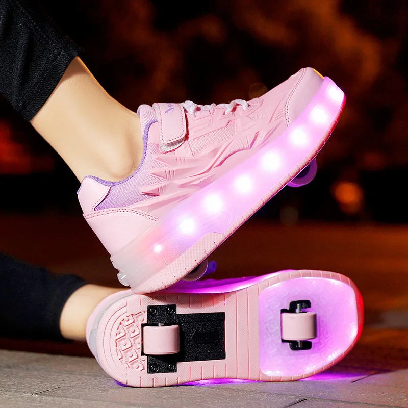 Children Roller Skates Shoes 2022 Sports Casual Fashion Kids Boys Girls Student 2 Wheels Game Gift Lighted Flashing Led Sneakers