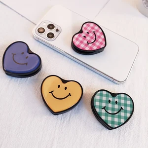 new cartoon heart smiley universal mobile phone ring holder airbag gasbag fold stand bracket mount for iphone xr samsung huawei free global shipping