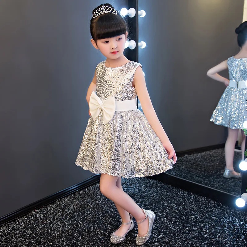 Для Девочек Вечерние рождественское платье 2021 новинки с блестками и бантом для
