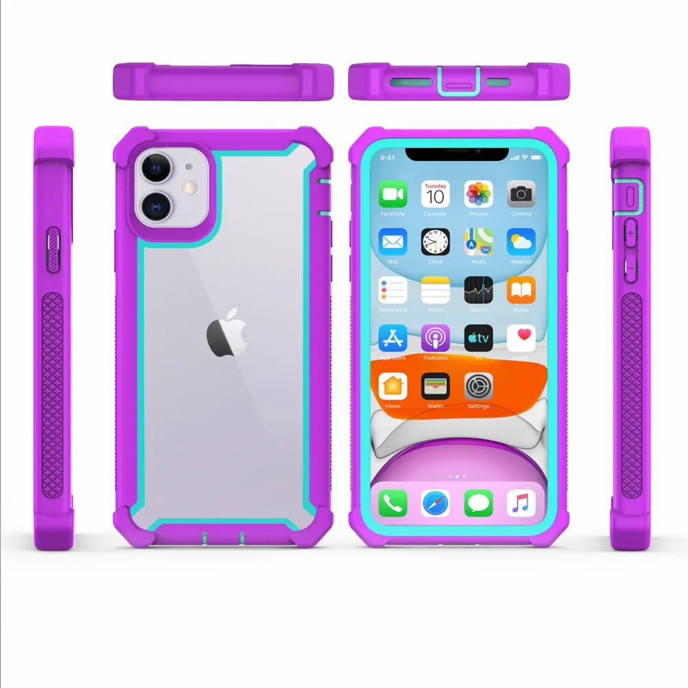 Чехол для iPhone 11 Pro XS Max XR 6 6S 7 8 Plus, усиленная защита, противоударный чехол из ПК+ ТПУ,, закаленное стекло
