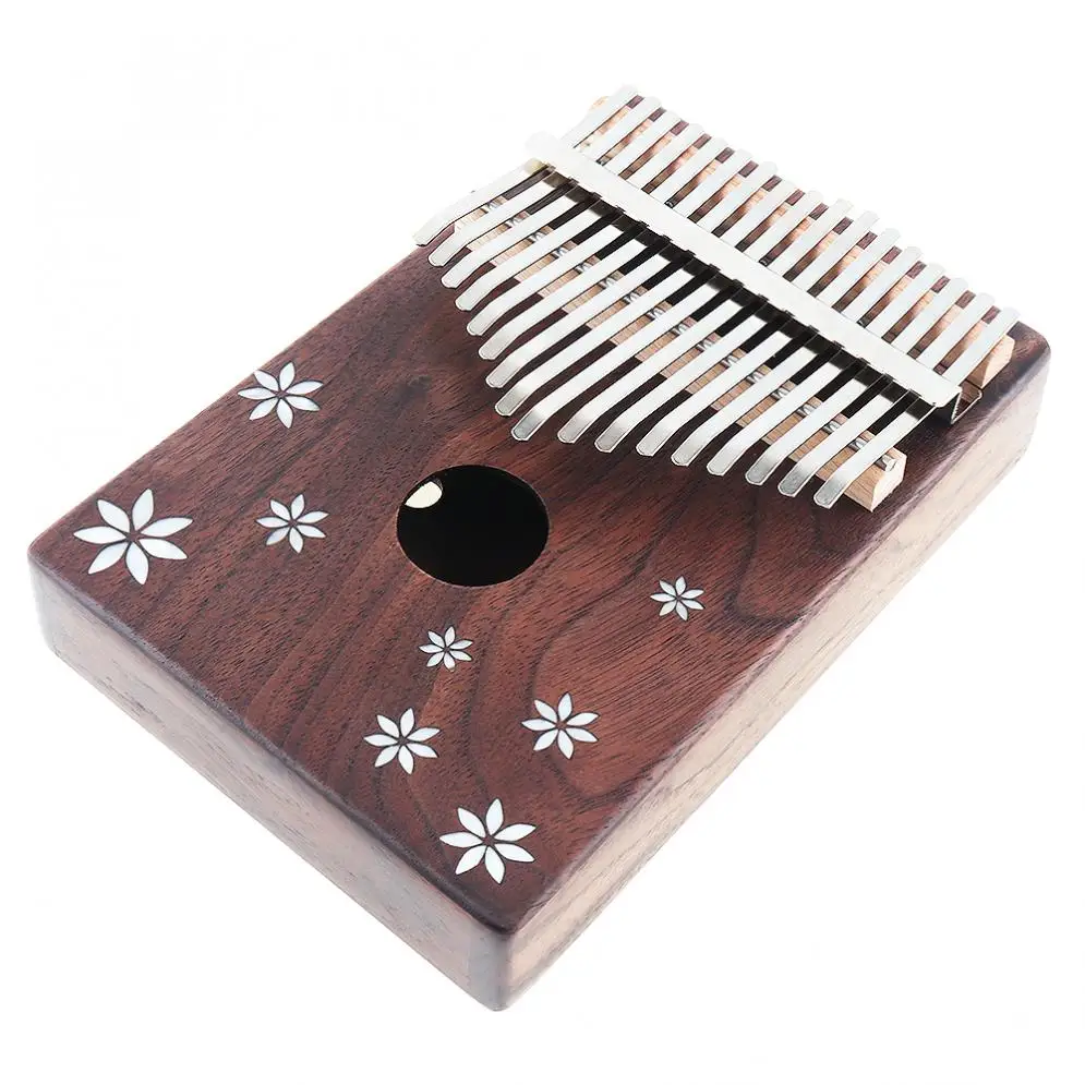 

17 Key Kalimba Acacia Wood Thumb Piano with Shell Inlay Seven-leaf Flower Mbira Natural Mini Keyboard Instrument