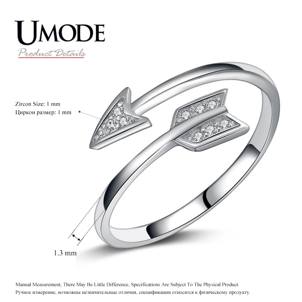 UMODE новые модные открытые кольца из стерлингового серебра 925 пробы со стрелками