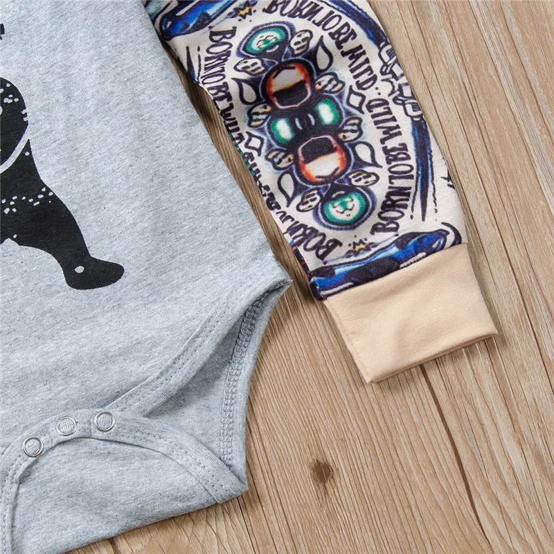 Комбинезоны с принтом тату для маленьких мальчиков одежда новорожденных и