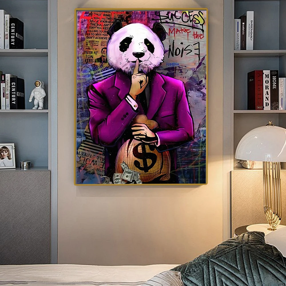 Абстрактная настенная Картина на холсте Милая панда модные аниме граффити