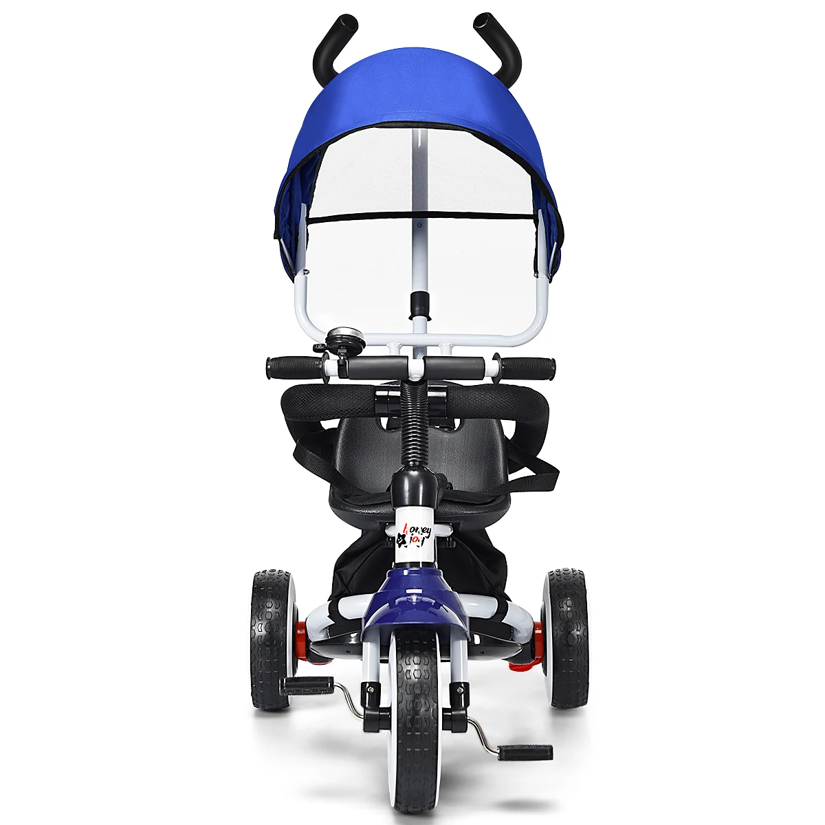 4-In-1Kids Baby Easy Steer Stroller Toy Tricycle Bike Detachable W/Canopy blue