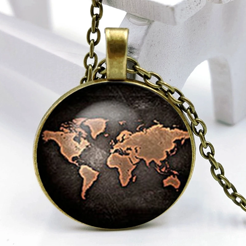 

2020 New Black Earth 3 Color Necklace Glass Convex Personality Globe Pendant Necklace Gift Wholesale