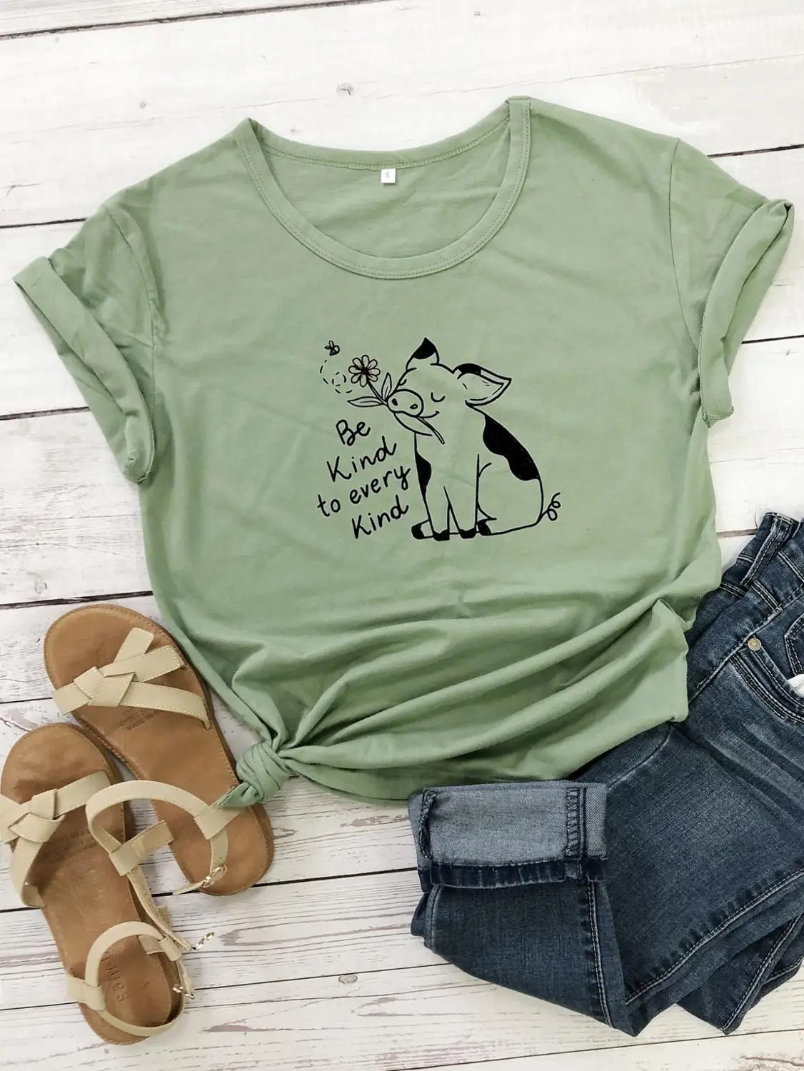 

be kind to every kind pig Fashion Funny Graphic Women Shirts Cotton Clothes Short Sleeve Top Tees Casual O Neck Female Tshirts