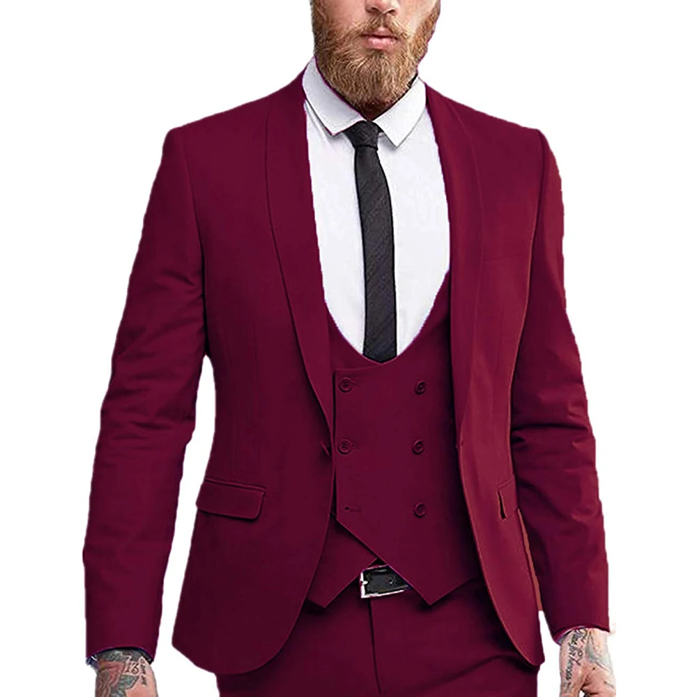 

YIWUMENSA Tuxedos Slim Fit Men Suits Formal Business Blazers Custom Made 3 Pieces Jacket+Vest+Pants Groom Wear Wedding Prom Gown