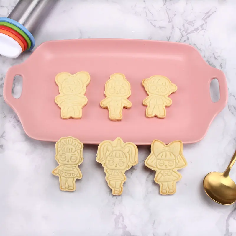 

6pcs LOL Surprise Doll Cookie Baking Mould Set Birthday Party Biscuit Mould 3D Cartoon Figures Dolls Baking Tools