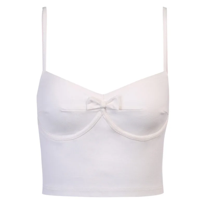 

2021 Summer New Fashion Sexy Suspender Bow Tie Jacket with White Bottoming and Small Vest Women Tank Top