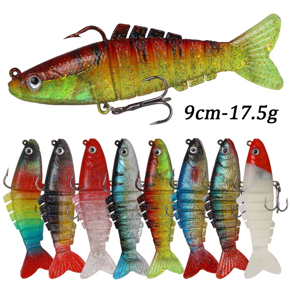 

9cm-17.5g Silicone Soft Fishing Lures Segment Fish Bait Artificial Worm Fish Lure Sinking Swimbait Carp Fishing Tackle