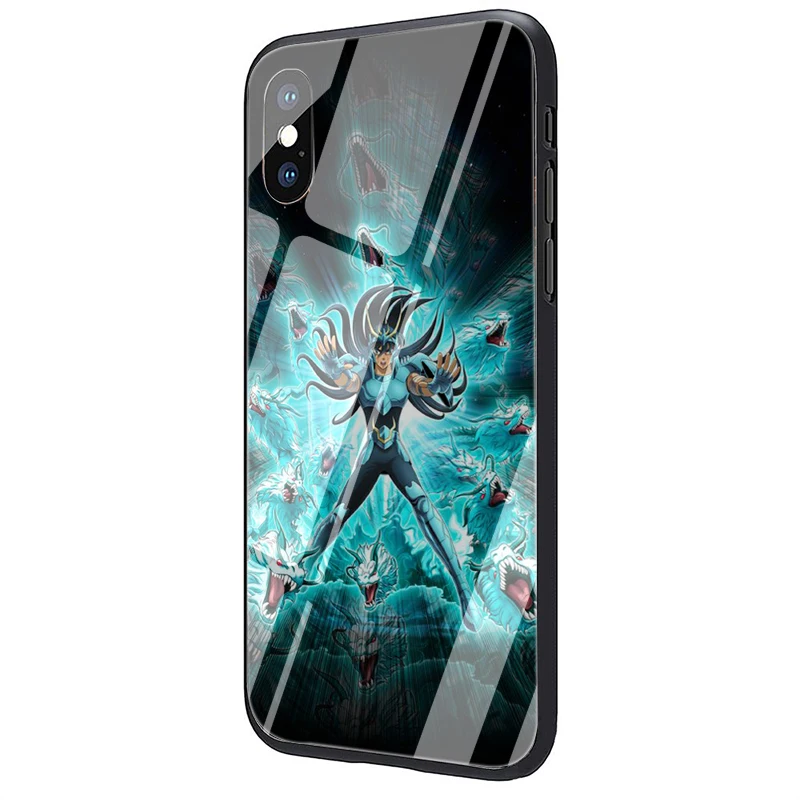 EWAU мультфильм Святого Сейя закаленное стекло чехол для телефона iPhone 5 5S SE 6 6s 7 8 Plus X XR XS 11 pro Max - Цвет: G10