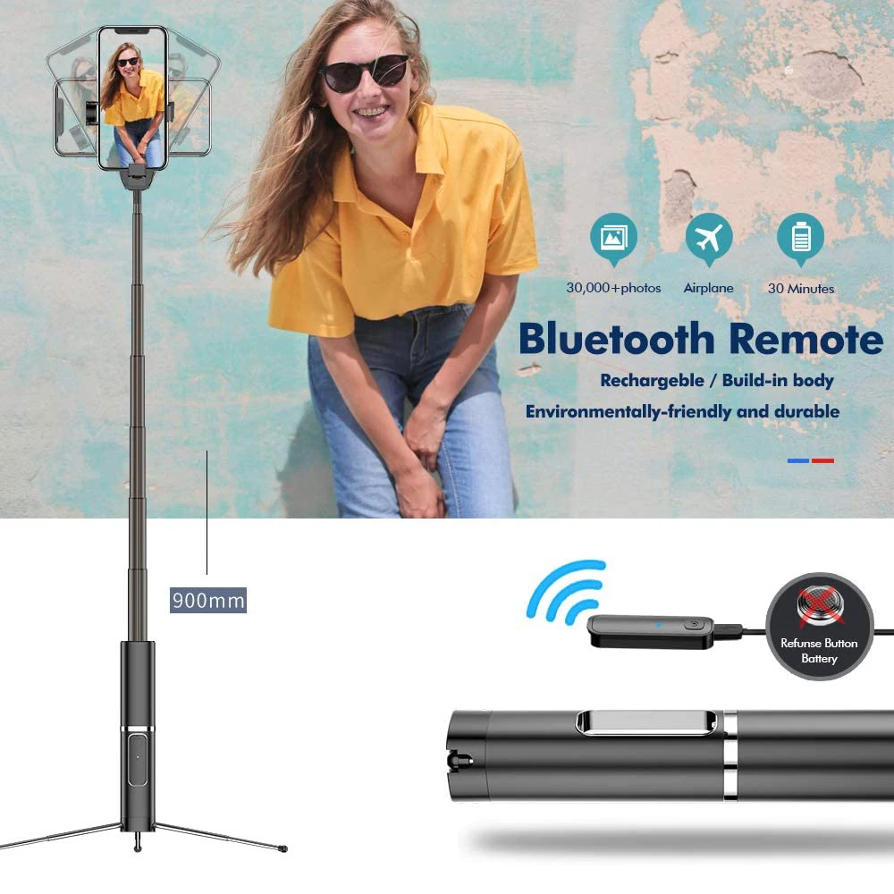 Bonola Portable Integrated Tripod Selfie Stick Hidden Phone Bracket Bluetooth Button Phone Self-timer Lever Holder For Phone enlarge