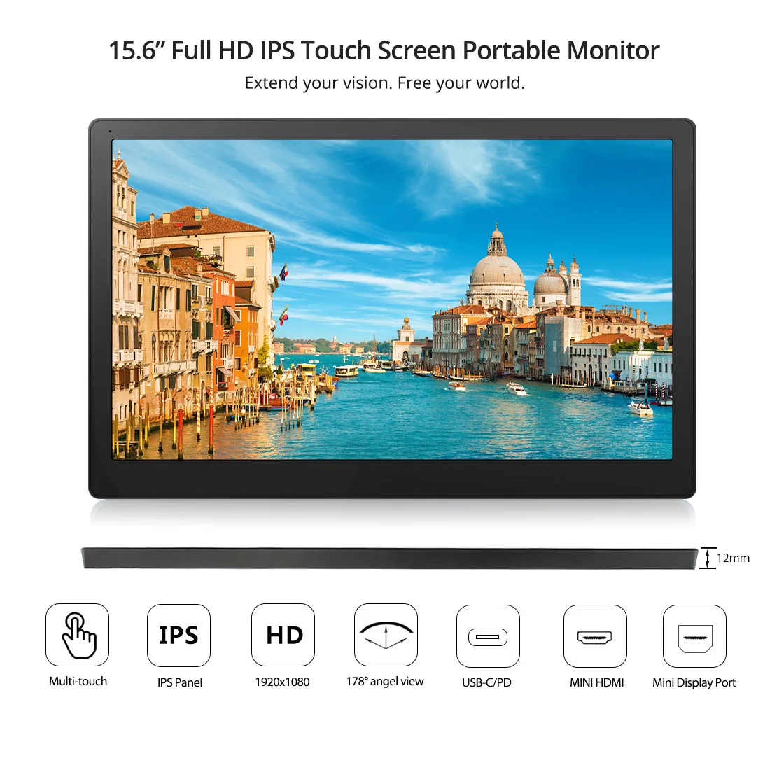15 6 ''портативный монитор 1920x1080 HD ips дюймов светодиодный дисплей с разъемом HDMI