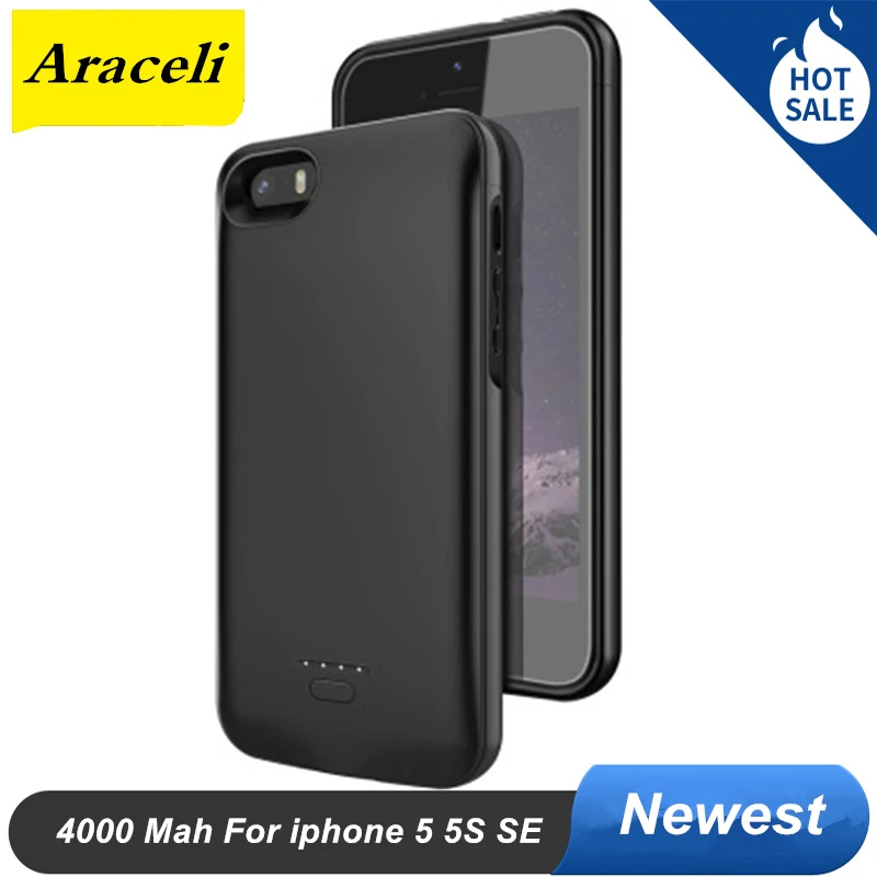 Ультратонкий чехол с зарядным устройством для iphone 4000 мАч Apple 5 SE Power Case умный