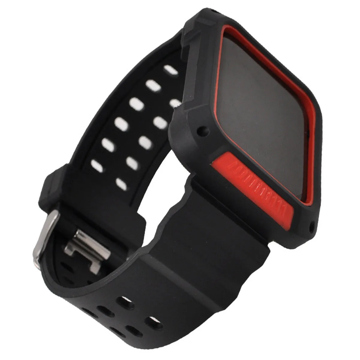 

Applicable to Apple Watch Strap Drop-Resistant Protective Case Integrated Strap TPU Monochrome Integrated Silicone Band