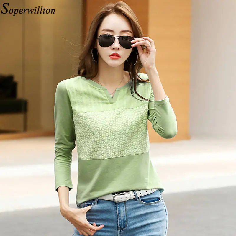 Винтажная Футболка Feminina Женская хлопковая футболка с длинным рукавом новинка 2021