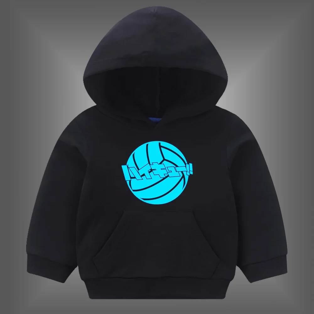 

Haikyuu Karasuno Fluorescent Luminous Hoody Sweatshirt Children Children Harajuku Streetwear Hoodies Boy Girls Warm Hoodie