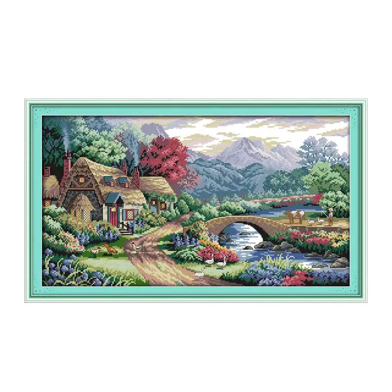 

Farm scene cross stitch kit 18ct 14ct 11ct count printed canvas stitching embroidery DIY handmade needlework