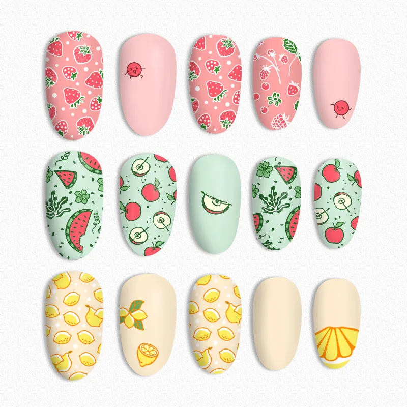 Серия BORN PRETTY Fruit штампованные пластины Прямоугольная форма лимон арбуз