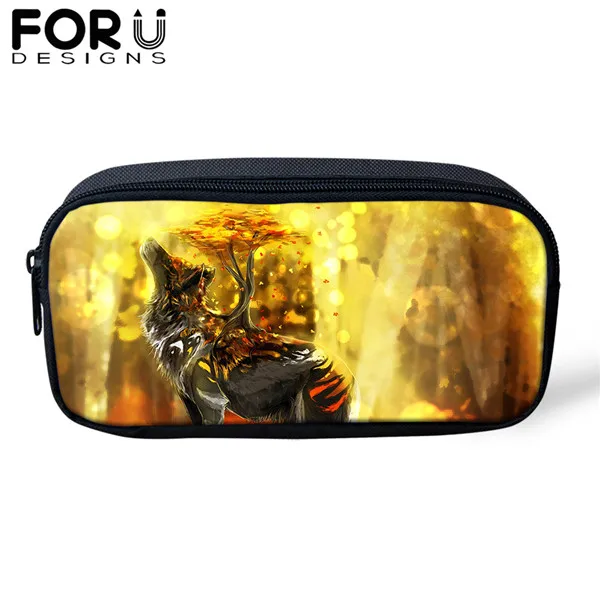 FORUDESIGNS/Сумка для карандашей пакет с рисунком волка из мультфильма для мальчика, Студенческая коробка для макияжа, дорожные кошельки, сумка для хранения канцелярских принадлежностей, защитный чехол - Цвет: CDWX3803K