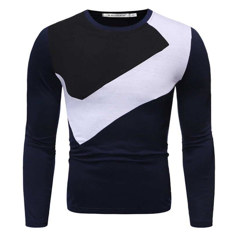 Осенняя и зимняя новая мужская футболка с круглым вырезом длинными рукавами
