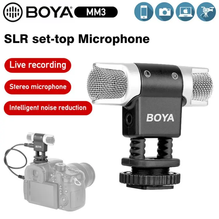 

Профессиональный стерео микрофон BOYA BY-MM3 с двумя головками для записи, для смартфонов iPhone, Android, DSLR, камер, DV, потокового вещания, видео
