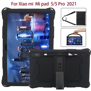 soft silicone tablet case for xiaomi mi pad 5 112021with shoulder strap non toxic fullbody protective adjustable stand cover free global shipping