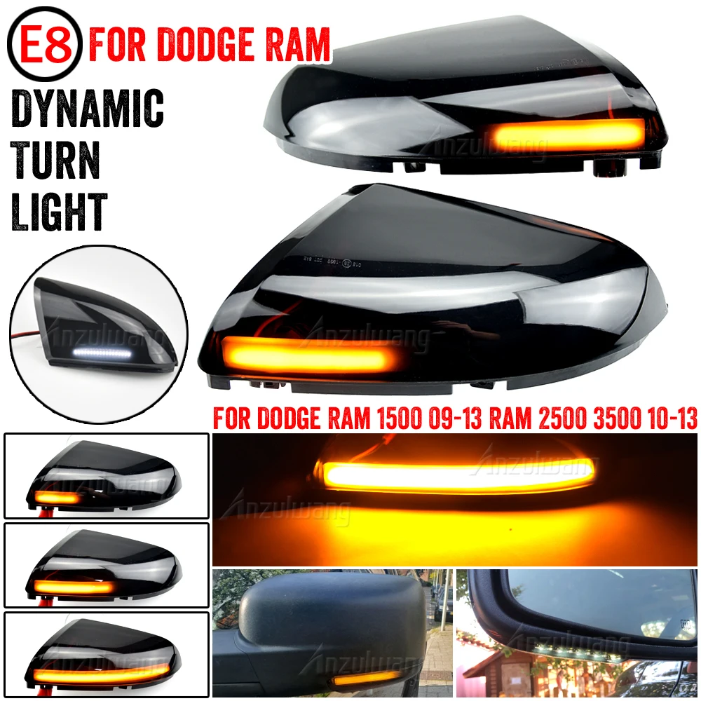 

2pcs LED Side Rearview Mirror Dynamic Indicator Blinker Light Rear View Mirror Turn Signal Light For Dodge Ram 1500 2500 3500