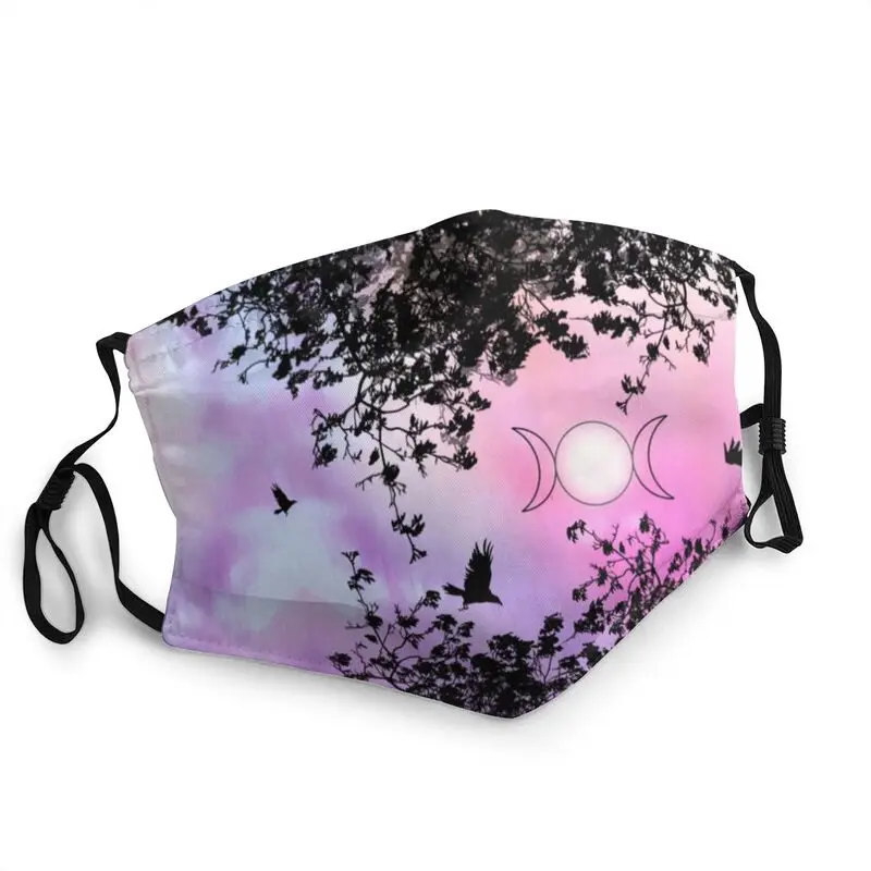 

Raven Tree Watercolour Raven Triple Goddess Moon Wicca Pagan Crow Mouth Face Mask Anti Dust Haze Cover Respirator Mouth-Muffle