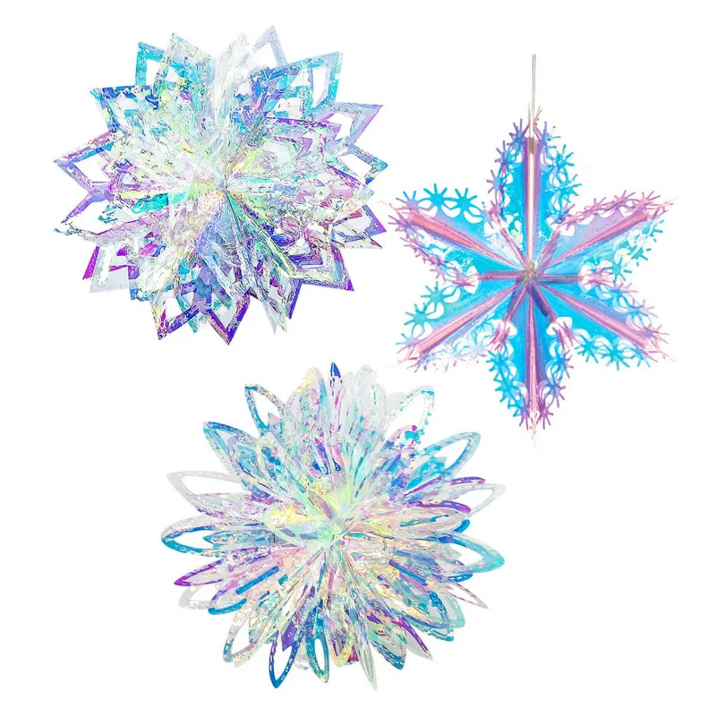 Frozen Party Decor Neon Film 3D Snowflakes Christmas Decorations for Home Ornaments Navidad Tree Fake Snow Garlands Winter Decor