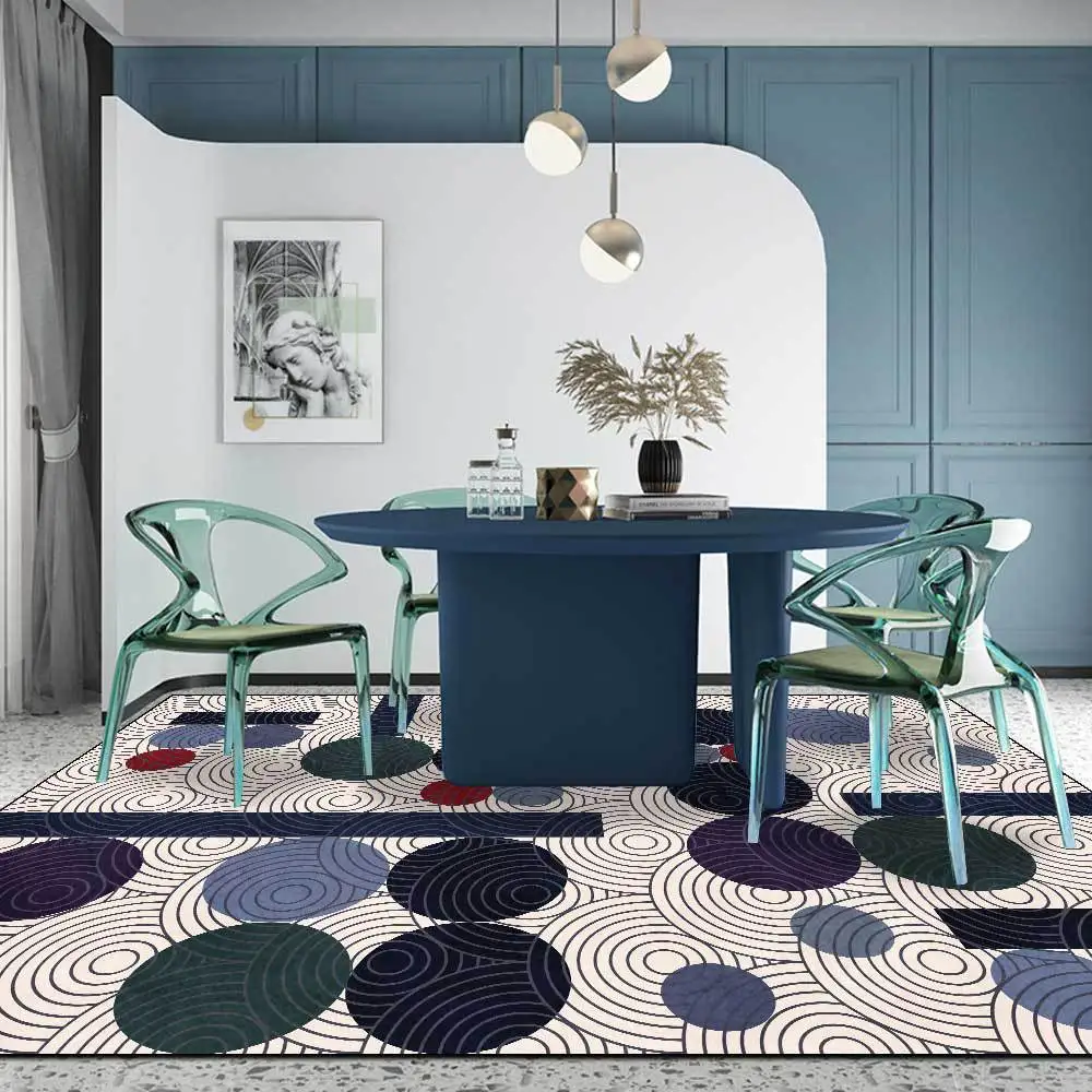 

Новые коврики в китайском стиле, геометрический Коврик с рисунком благоприятных облаков, современный коврик с синими точками для спальни, п...