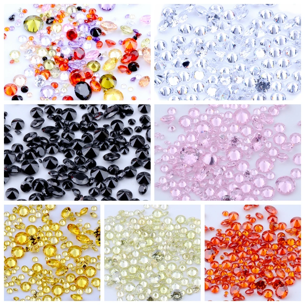 

100pcs 1mm-4mm 5A Mix Sizes Round Beads Cut CZ Stone 13 Colors And Cubic Zirconia Synthetic Gems DIY Jewelry Decorations
