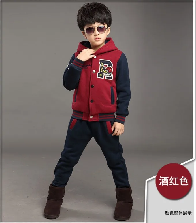 Hot Boys Autumn Baseball Clothes For Children's Spliced Clothing Set Winter Teenager Kids Thickening Sports Suit Tracksuit B400 | Детская