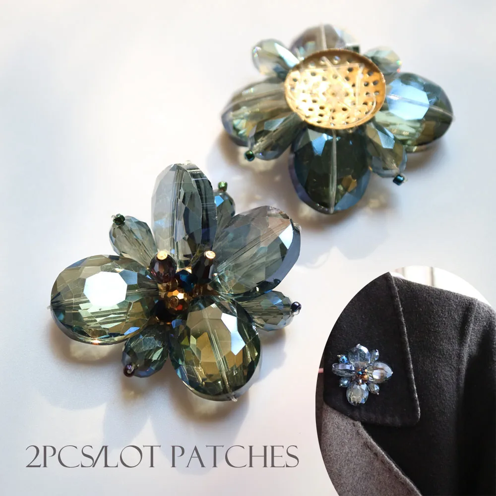 2 шт./Лот Роскошные Цветочные бусины нашивки для одежды Пришивные блестки со