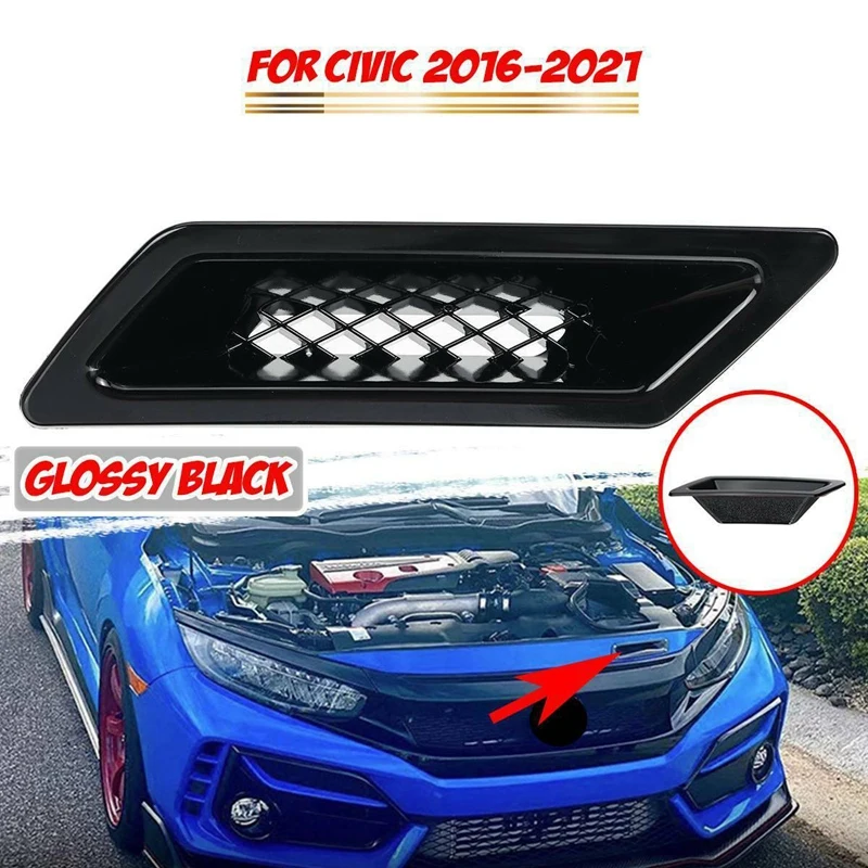 

Car Front Bumper Air Vent Intake Duct Grill Cover Trim Gloss Black Left Side Fit for Honda Civic 2016-2021