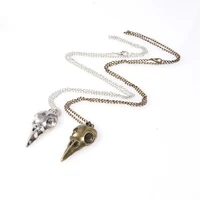 skull raven pendant necklace black crow gothic hallowee fashion necklace pendant necklace