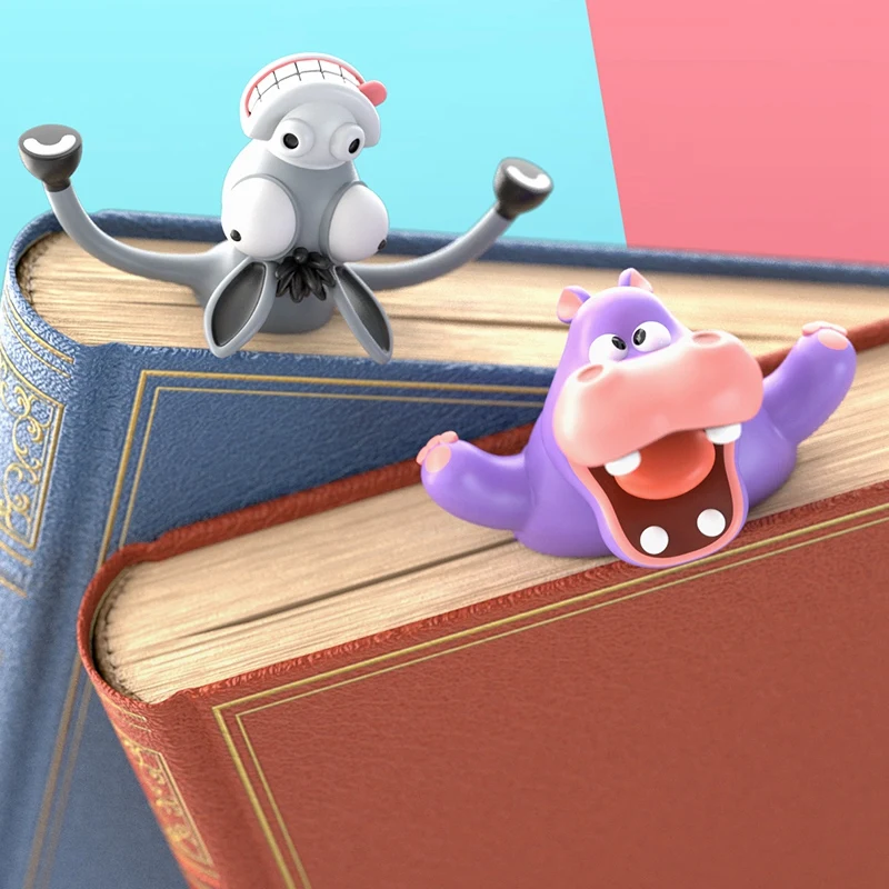 

Funny Hippo Bookmarks for Kids Cartoon Animal Book Markers Squashed Novelty Creative Cute Stationery Wacky Bookmark