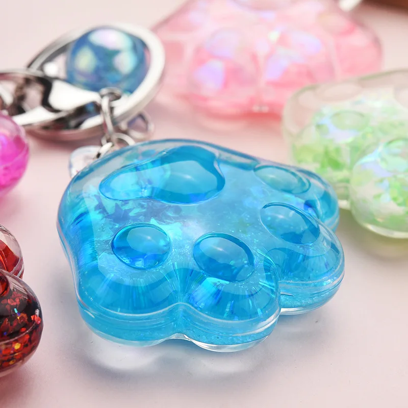 Мультфильм акриловые массаж кошка брелок с изображением лап жидкости