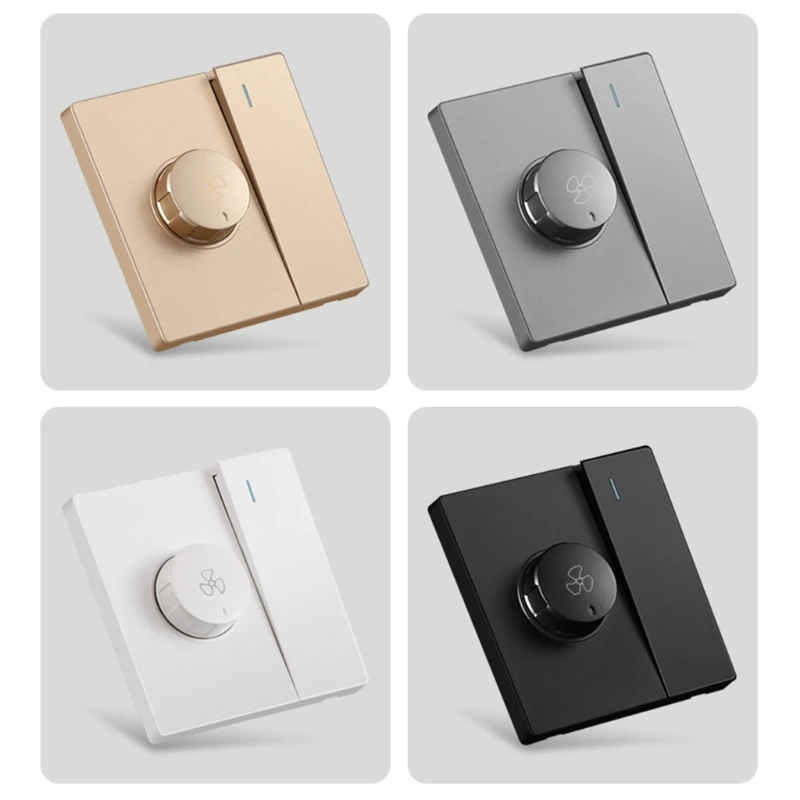 

2021 New 220V Universal Adjustment Ceiling Fan Speed Control Switch Wall Button Dimmer Switch Stepless Gears Fan Speed Adjuster