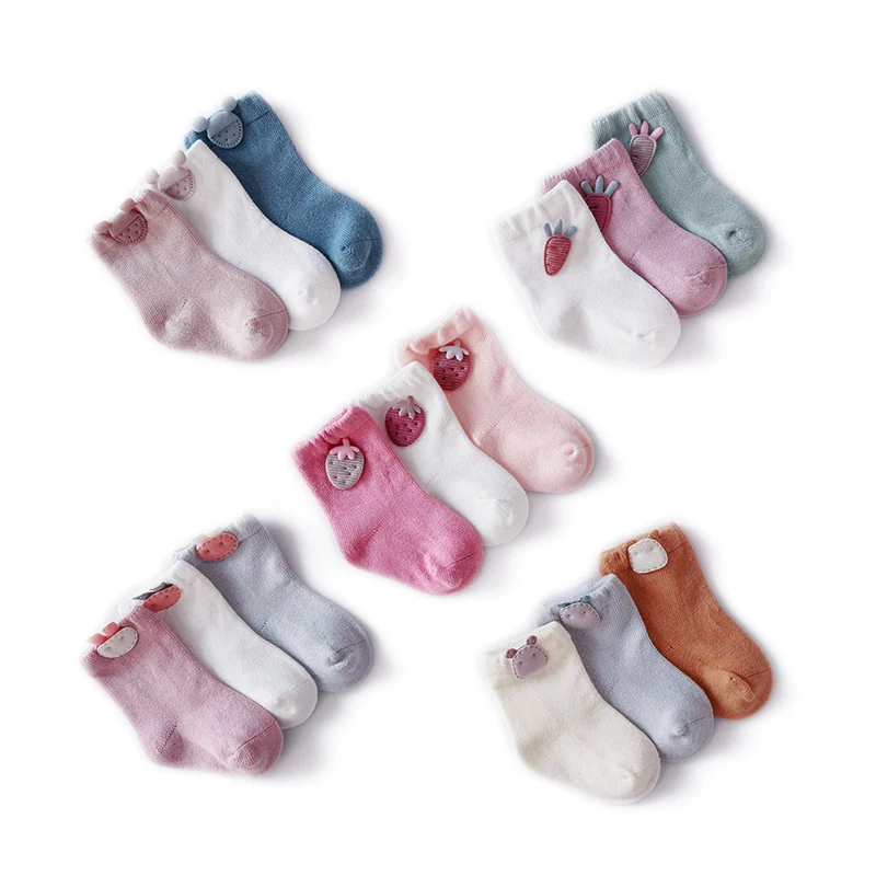 

3 Pairs/lot 0 to 3 Years Cartoon Cute Baby Socks Spring Winter Cotton Socks For Girls Boys Toddler Socks Newborn Short Socks