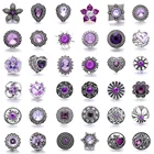 5 шт.лот новые фиолетовые ювелирные изделия 18 мм кнопки с деревом жизни Сова Бабочка Стрекоза Имбирные пуговицы амулетный браслет
